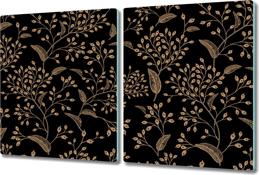 Glas Schneidebrett Herdabdeckplatten Schneideplatten - 2x 40x52 cm - Gold Eberesche