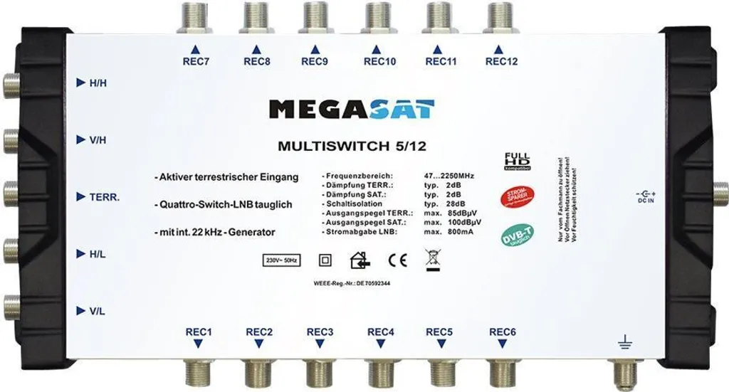 Megasat Multiswitch 5/12 Modello 600205 | Distribuzione Sat/Ter