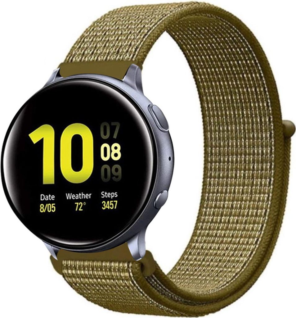 Strap-it Samsung Galaxy Watch Active / Active 2 Armband Nylon (Oliv)
