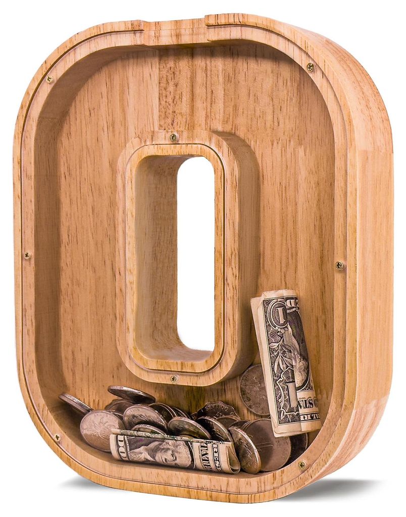 Holz-Spardose in Buchstabenform für Kinder, größere Spardose mit Buchstaben für Jungen, Spardose mit Initialen, personalisierte Spardose aus Ho...