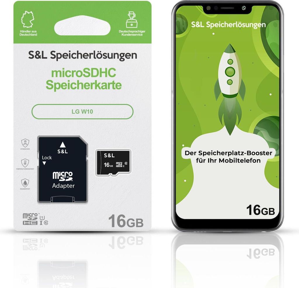 microSD Speicherkarte S&L für LG W10 - Speicherkapazität: 16 GB