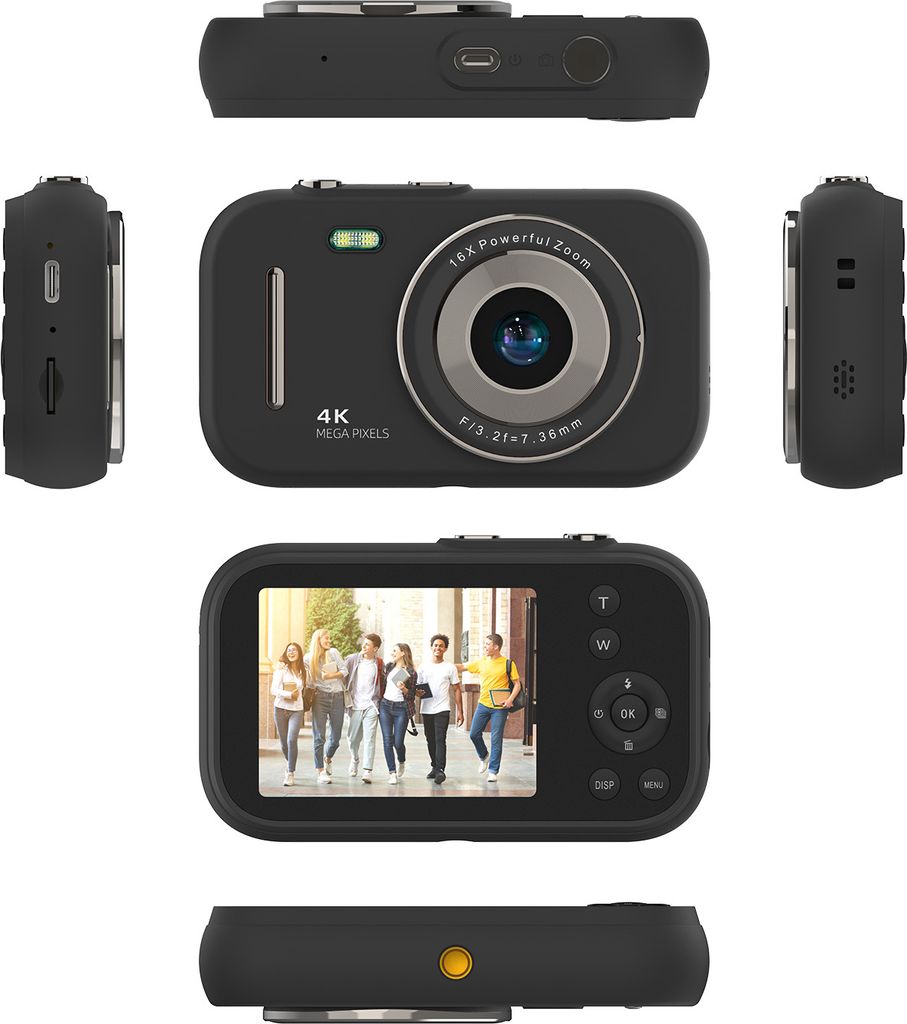 4K-Digitalkamera, tragbare digitale Videokamera, 48 MP, 2,8-Zoll-IPS-Bildschirm, 16-facher Zoom, eingebauter Akku, Geburtstags- und Weihnachtsgesch...