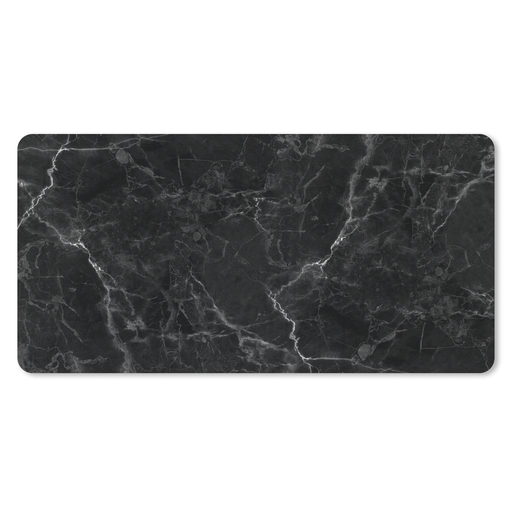 MuchoWow Schreibtischunterlage Marmor - Schwarz - Weiß - Textur - Marmoroptik 80x40 cm - XXL Mauspad - Gaming Mauspad