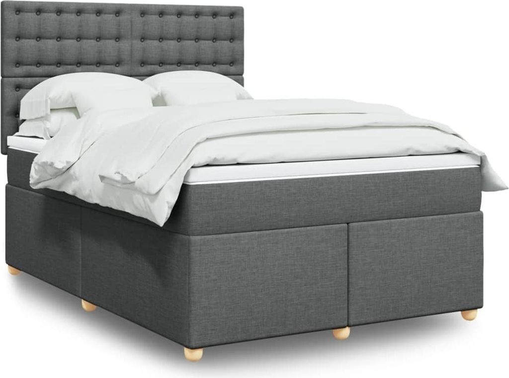 Maison Exclusive - Boxspringbett mit Matratze Dunkelgrau 160x200 cm Stoff