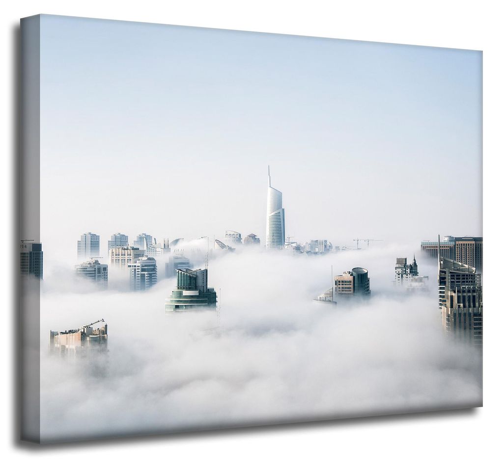 Leinwanddruck Architektur Wolkenkratzer 50x40 USA Himmel Nebel