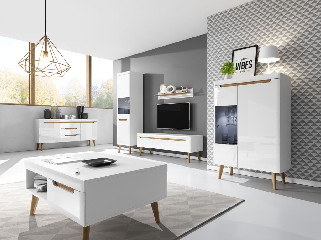 MINIO Couchtisch BODO White / Rivera Eiche