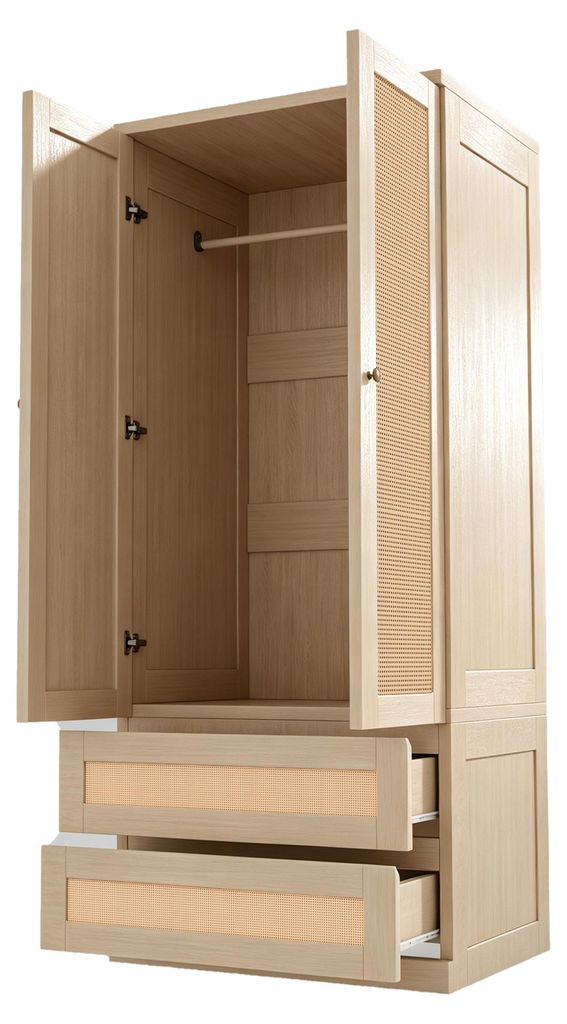 Kledingkast, 70x55x170 cm, in houtkleur, met dubbele deuren Productafbeelding 