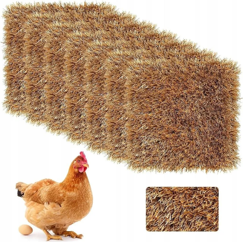 Tapis de nid en paille pour poules et canards - Lot de 10 pièces 30x30cm