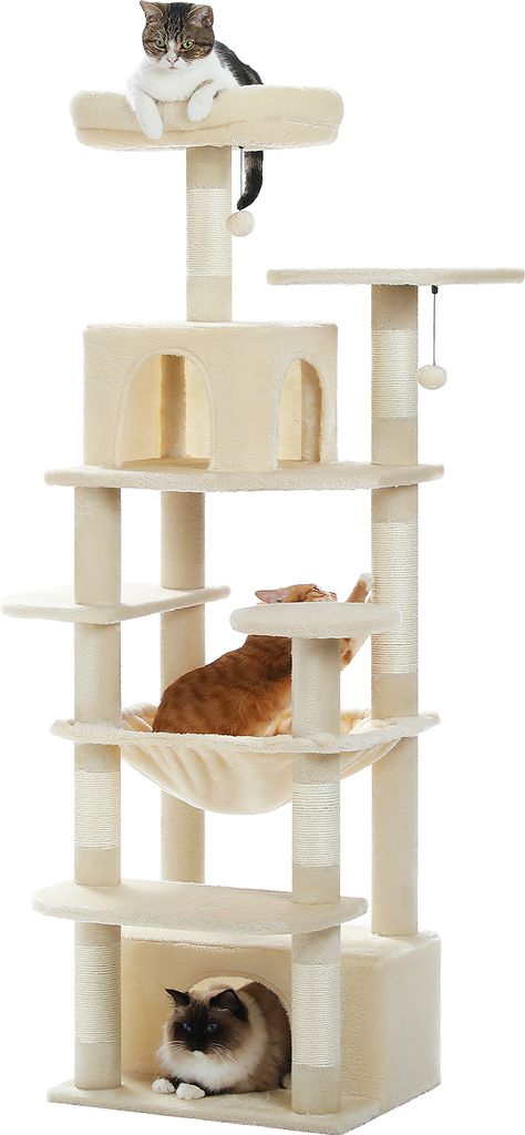PAWZ Road Kratzbaum Grosse Katzen Stabil, 184 cm Beige