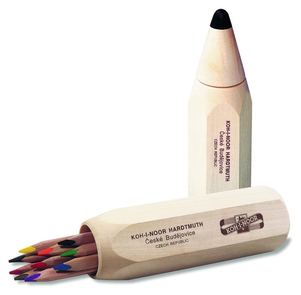 Buntstifte Triocolor Natur Jumbo / Künstlerfarbstifte 10er Set im Holzetui / Holzstift
