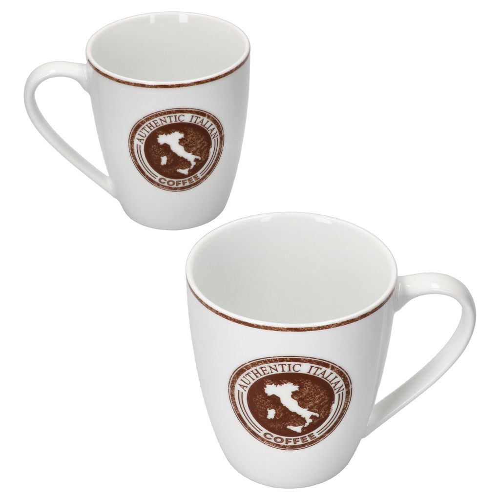 Authentic Italian 2er Set Kaffeebecher 300ml Tee-Tasse Pott Herz Mug Cup Kakao