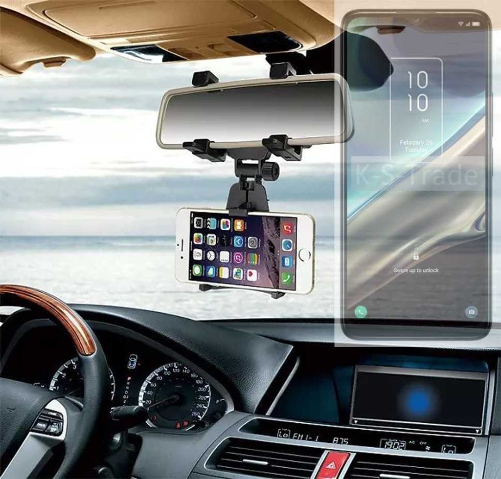 K-S-Trade Smartphone Halterung kompatibel mit TCL 406s Rückspiegel Halterung schwarz Auto Halterung KFZ Halter