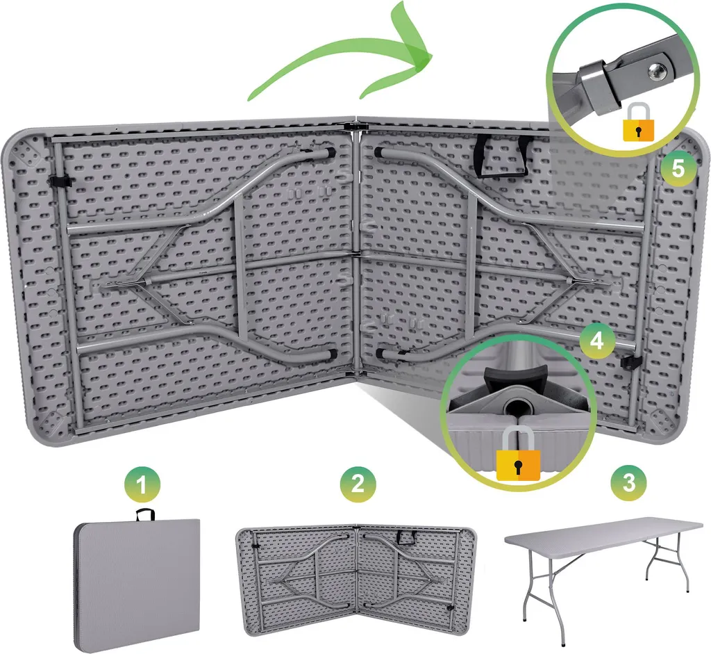 Table pliante 180 cm grise : la solution compacte pour vos réceptions - 2