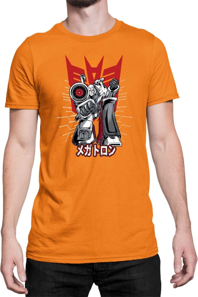 Herren T-Shirt Japan Anime Manga Transformers Megatron, Man 2XL / Orange