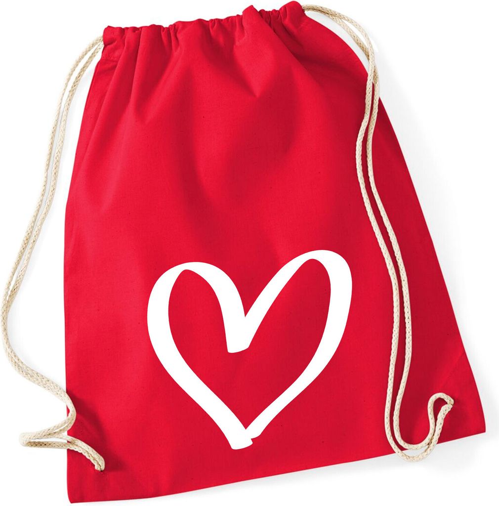 Huuraa Turnbeutel Herz Heart 12 Liter Classic Red Baumwolle Rucksack Geschenkidee