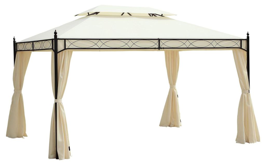 Luxus Pavillon Gartenpavillon Partyzelt Festzelt Gartenzelt Pagode 3x4 m Creme