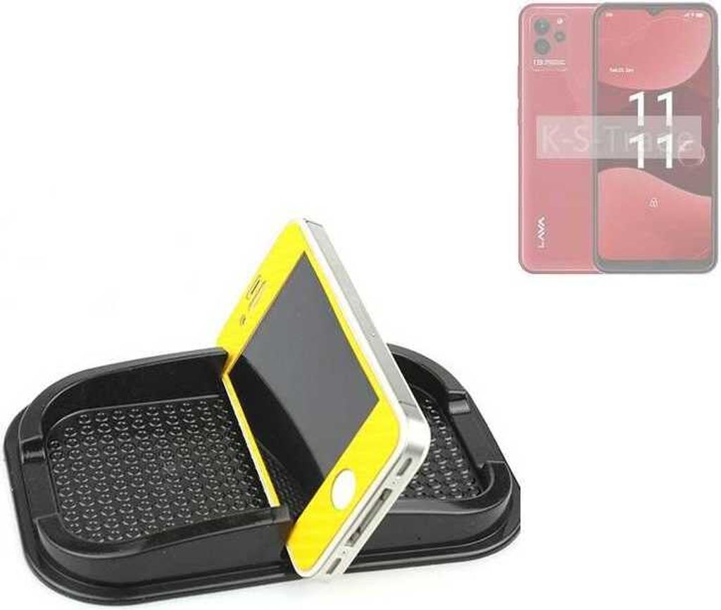 K-S-Trade Auto Anti Rutsch Matte Smartphone-Halter kompatibel mit Lava Blaze NXT Haft Pad Armaturenbrett Handy-Halterung Silikon