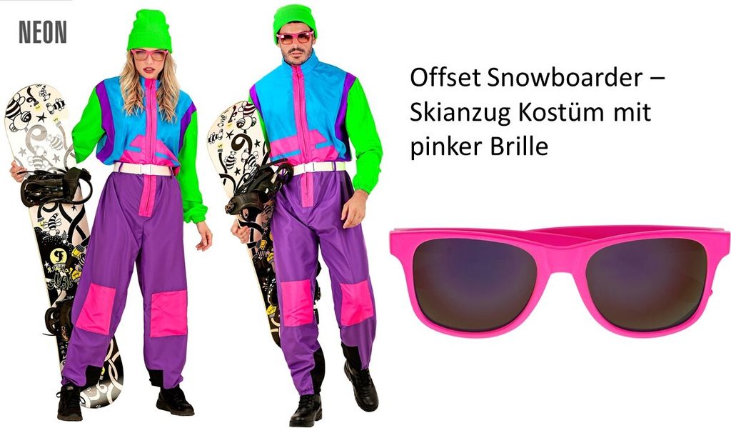80er Offset-Snowboarder-Anzug – Ski Anzug Uni Gr. S - XXL Produktbild 