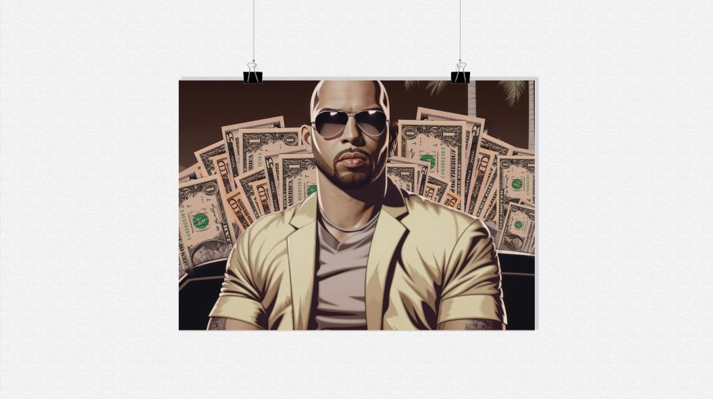 Andrew Tate Poster - Dollars Poster - Cartoon Poster - Social Media Poster - 51x71cm - Perfekt zum Einrahmen