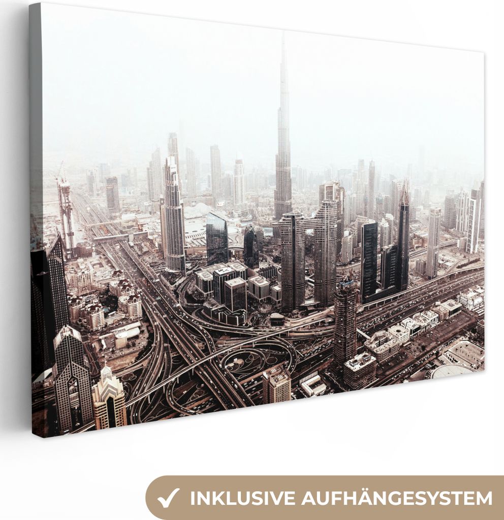 OneMillionCanvasses - Leinwandbilder - 150x100 cm, Stadt - Architektur - Gebäude - Schwarz und weiß, Wandbilder Kunstdruck Wanddekoration - Fot...