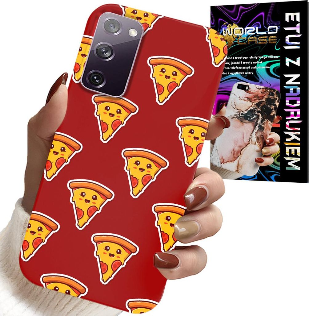 Hülle Für Samsung Galaxy S20 Lite - Design Mit Fröhlicher Pizza Auf Rotem Hintergrund