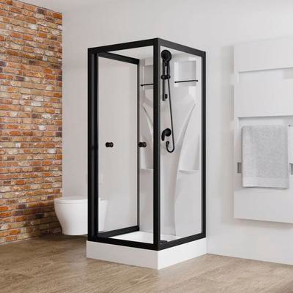 Komplettdusche SCHULTE Juist 80 x 80 x 190 cm schwarz/weiß
