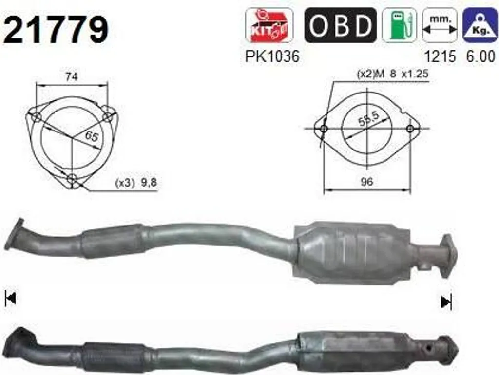 Pot catalytique AS 21779 essence pour Opel Astra H et Zafira
