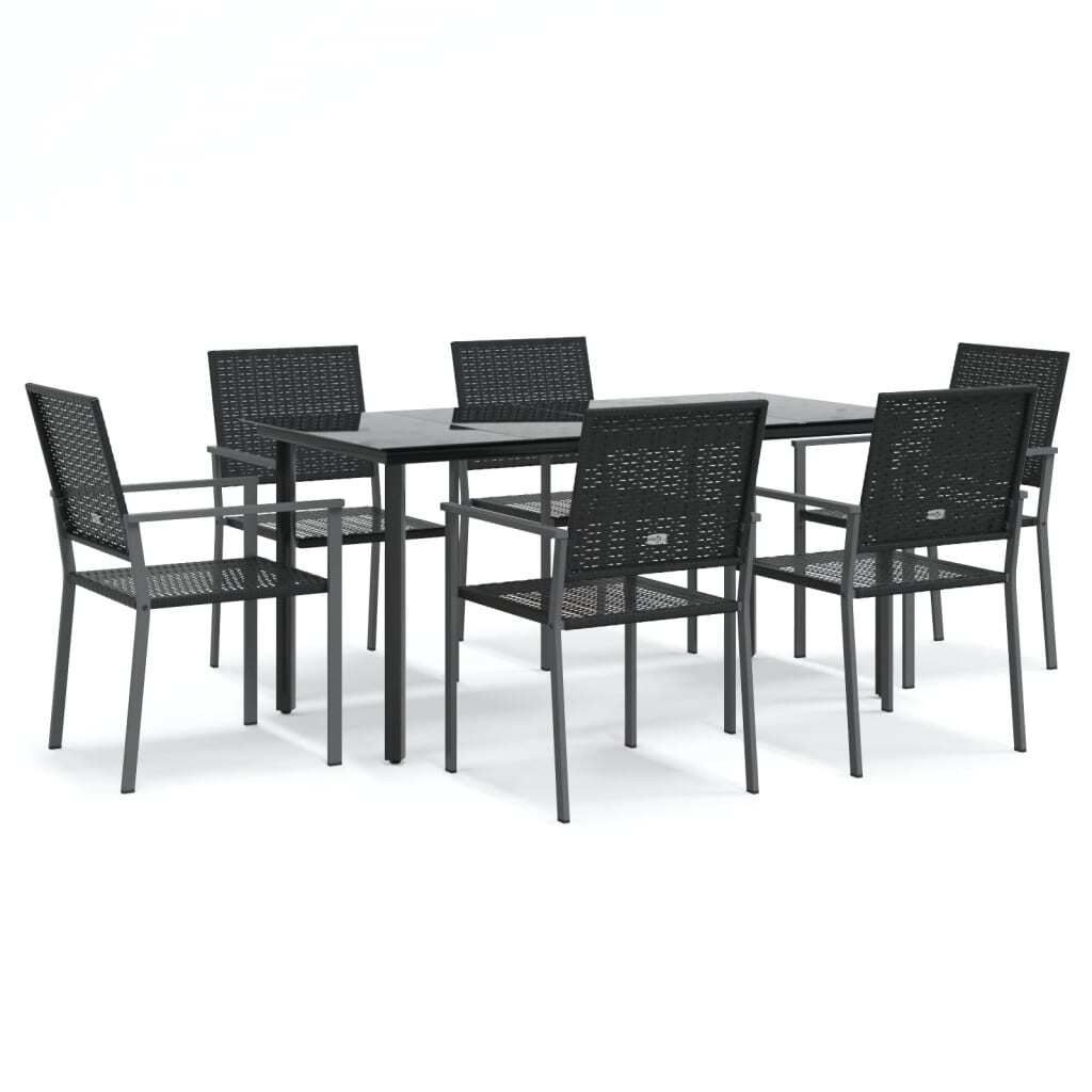 7-tlg. Garten-Essgruppe Poly Rattan und Stahl