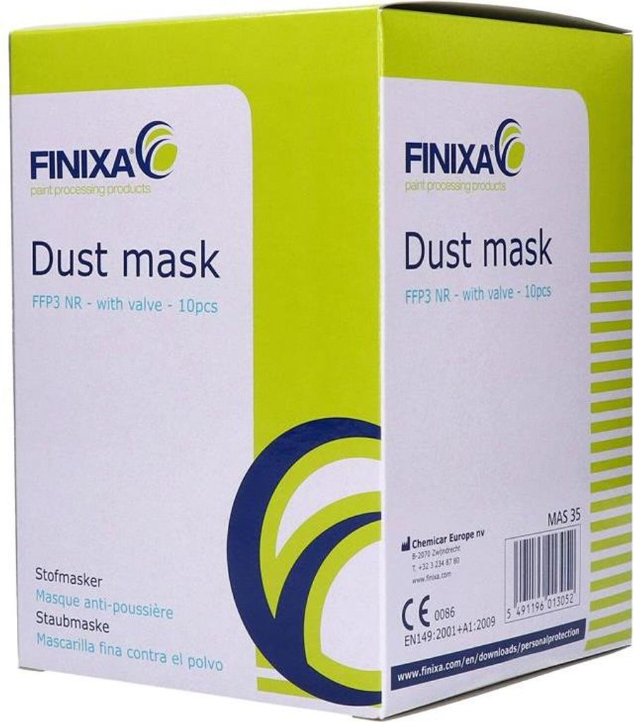10x Finixa P3 Partikelmaske FFP3 NR D weiss PSA m. Ventil EN149:2001+A1:2009