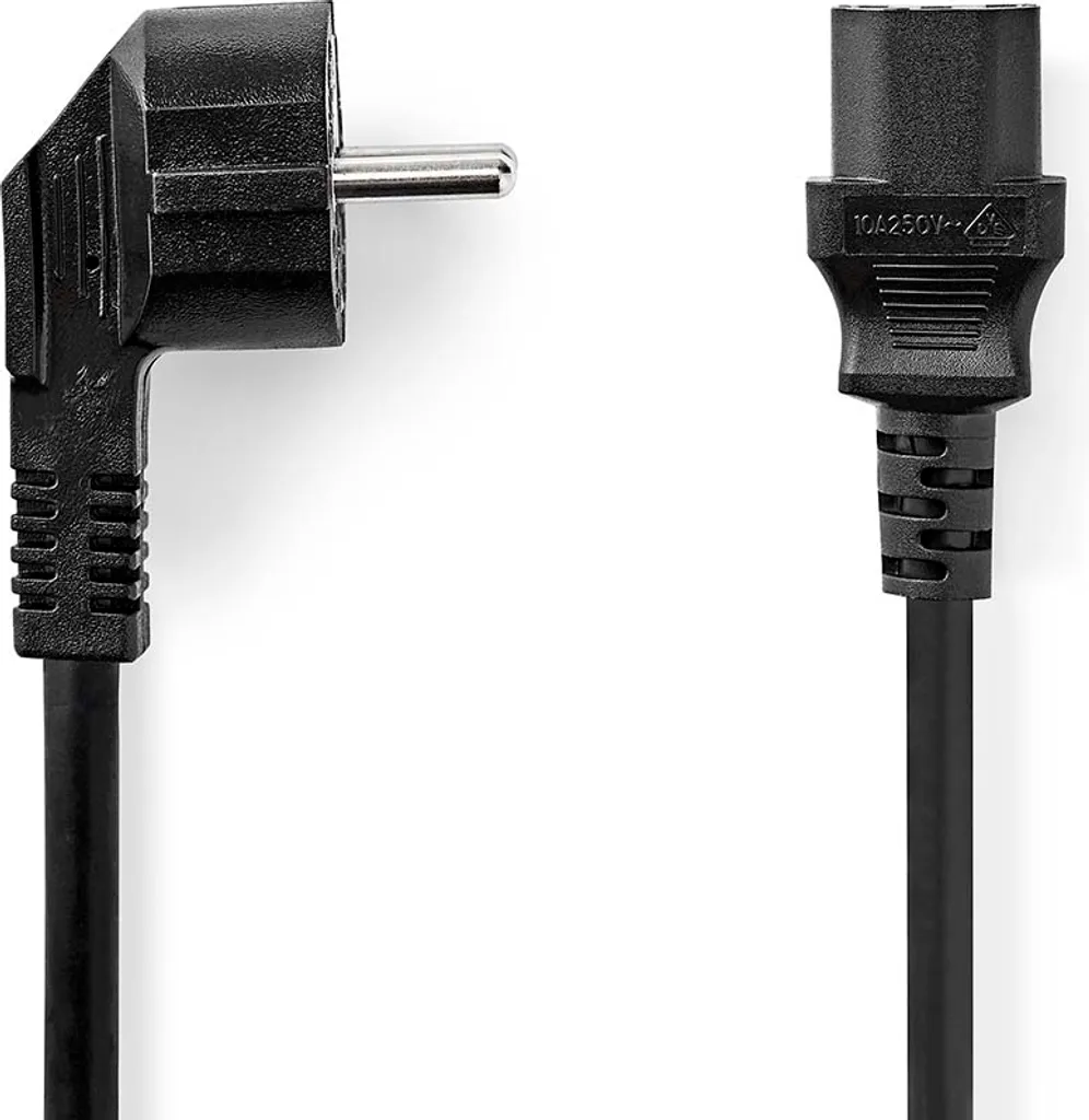 Cavo Alimentazione Elegante IEC C13 2 Metri | Nero PVC Angolato