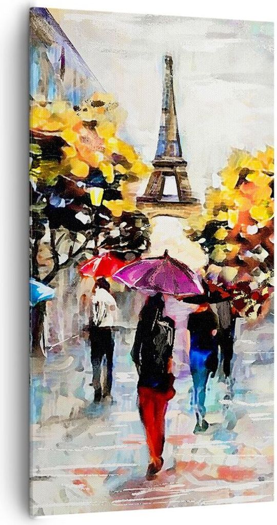 Bild auf Leinwand - Leinwandbild - Paris Stadt Zuhause - 65x120cm - Wand Bild - Wanddeko - Leinwanddruck - Bilder - Kunstdruck - Wanddekoration - L...