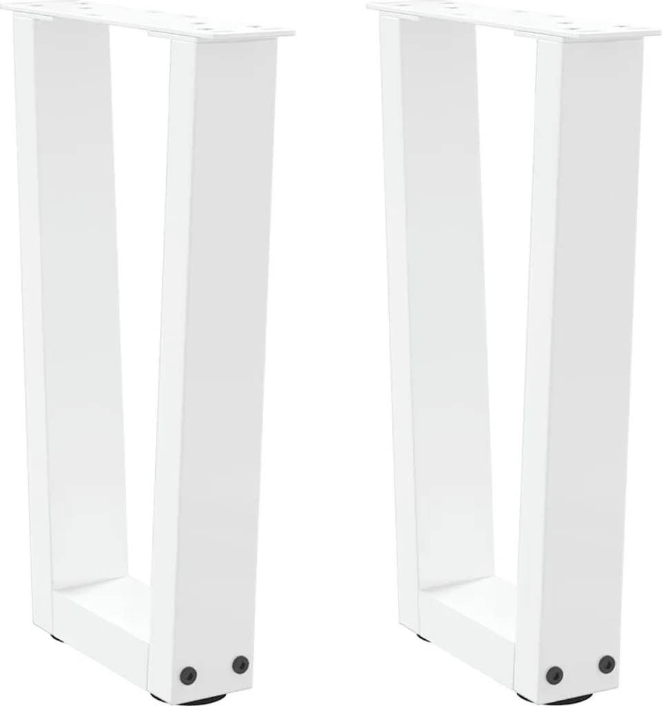 Tavolino gambe a V 2 pezzi bianco 28x(42-43,3) cm acciaio