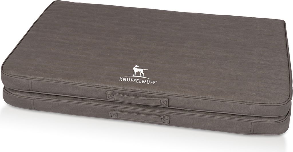 Faltbare Reisematte Orthopädisch Roanoke aus Laser gestepptem Kunstleder 140 x 120cm Braungrau