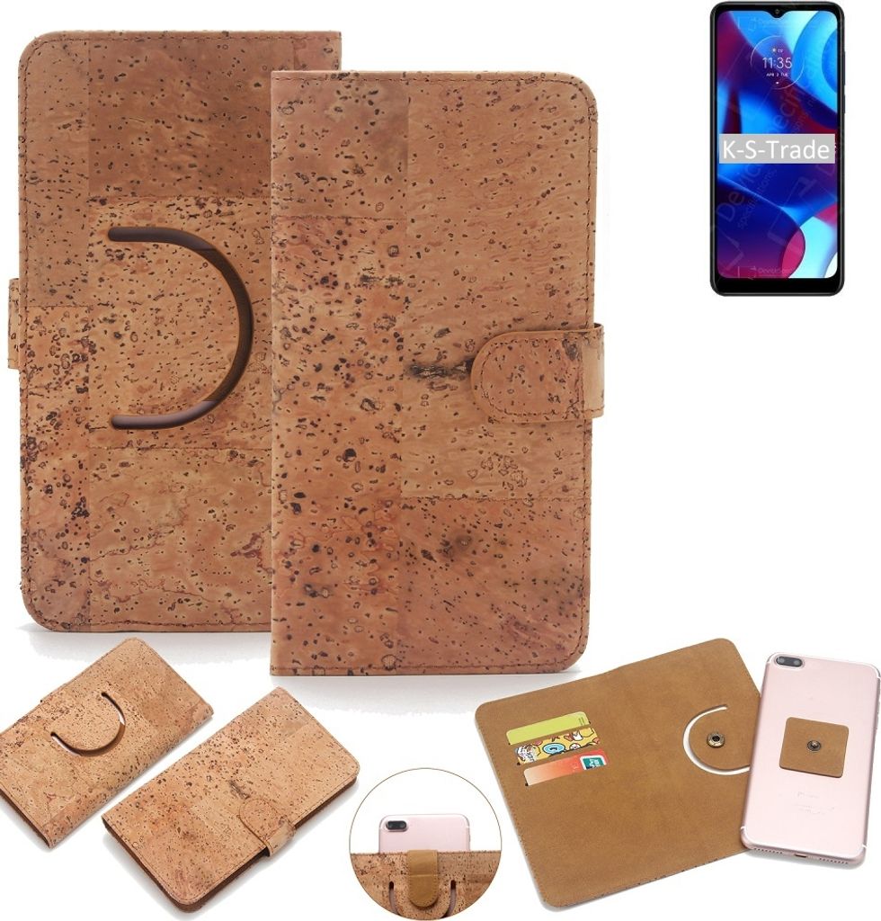 K-S-Trade Handy-Hülle Schutz-Hülle kompatibel mit Motorola Moto G Pure Handyhülle Schutzhülle Korkhülle Kork-Hülle 1x