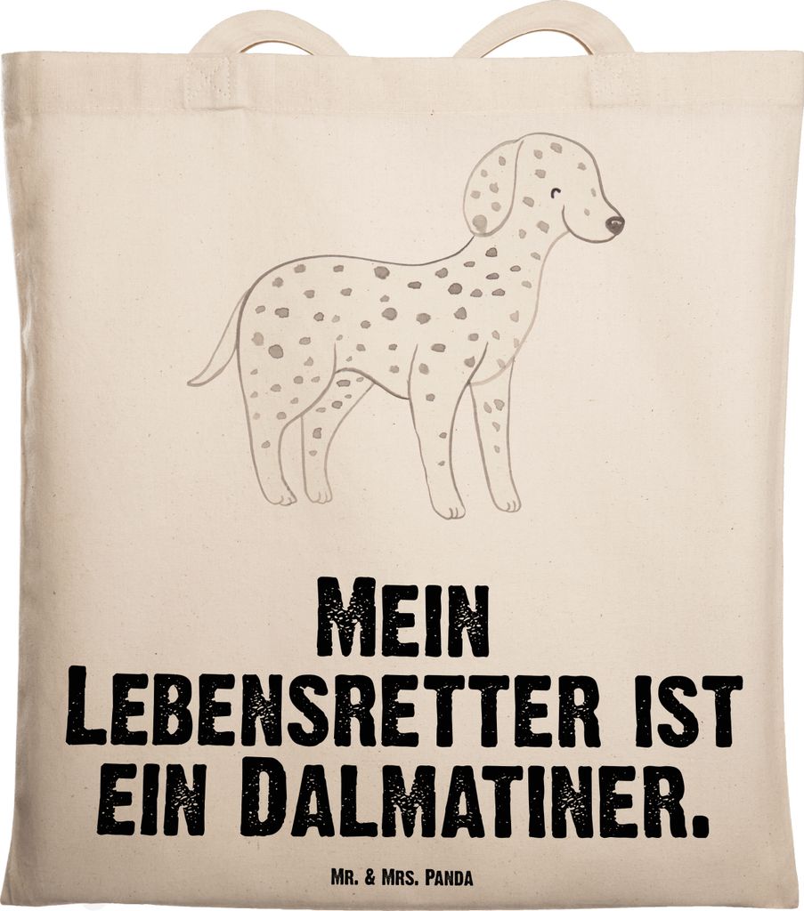 Mr. & Mrs. Panda Stoffbeutel Dalmatiner Lebensretter - Transparent - Geschenk, Shopping Tasche, Einkaufstüte, Dalmatinac, Laptoptasche, Tote Bag, ...