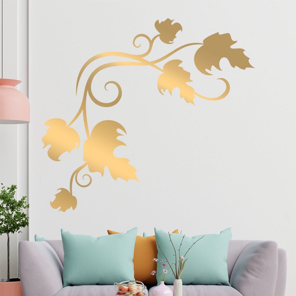 Blätter - Linien Wandtattoo in 6 Größen - Wandaufkleber Wall Sticker - Dekoration, Küche, Wohnzimmer, Schlafzimmer, Badezimmer