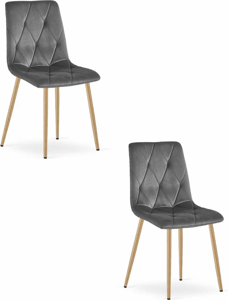 Sedia LIBRA Valora Grigio Scuro Velluto x2 Gambe Legno Prezzo