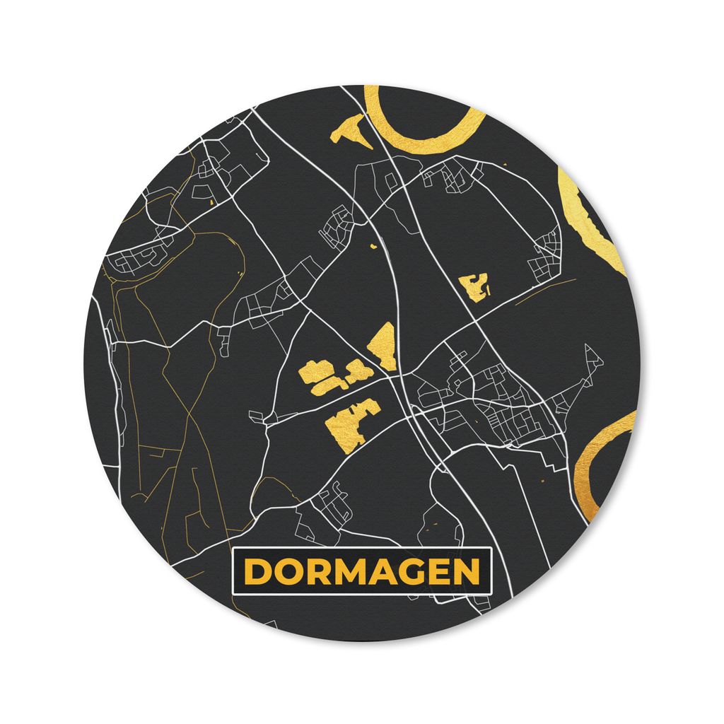MuchoWow Mauspad Mousepad Dormagen - Gold - Stadtplan - Deutschland - Karte 30x30 cm - Mousepads - Maus Mat - Pad - Mausunterlage - Tischunterlag...