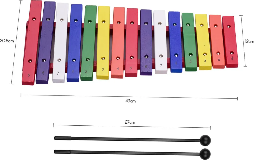 Xylophone 15 touches instrument percussion coloré éveil musical enfant