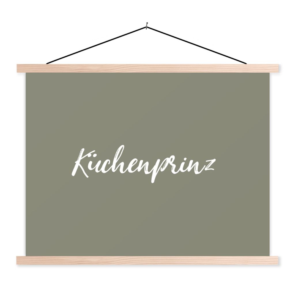 MuchoWow Textilposter Zitate - Küchenprinz - Sprichwörter - Männer 40x30 cm mit holzfarbenen Rahmen - Bilder
