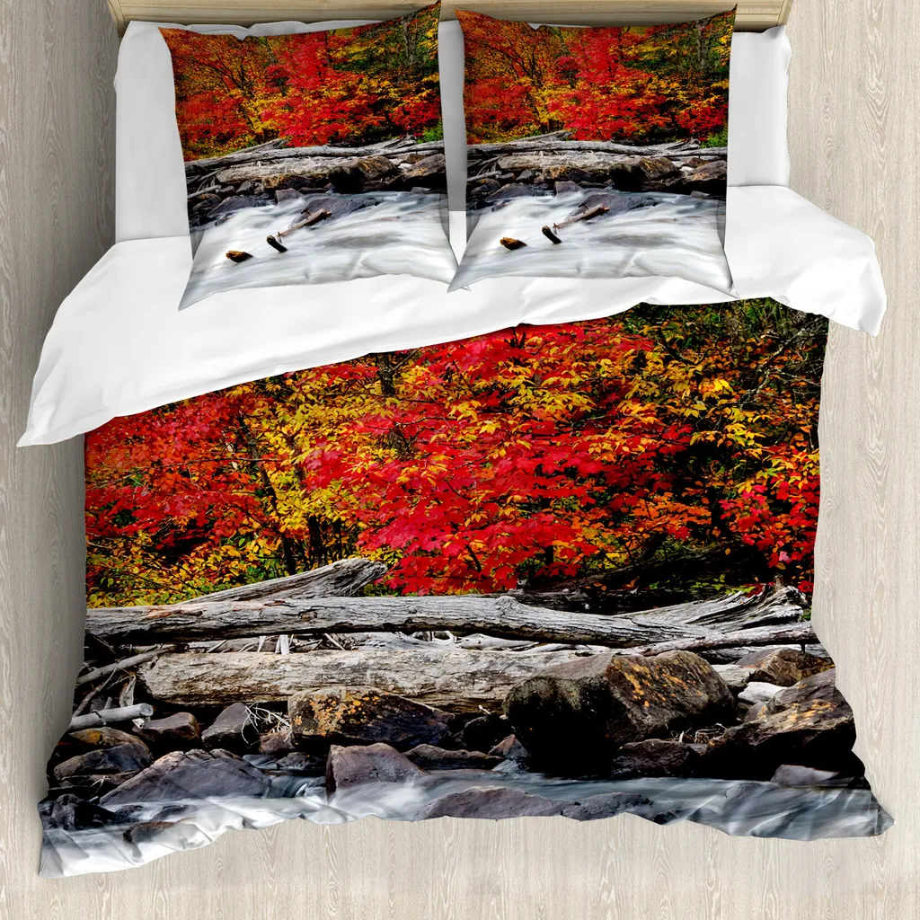 Set Letto Matrimoniale ABAKUHAUS Rosso Autunno Lavabile Antiacaro