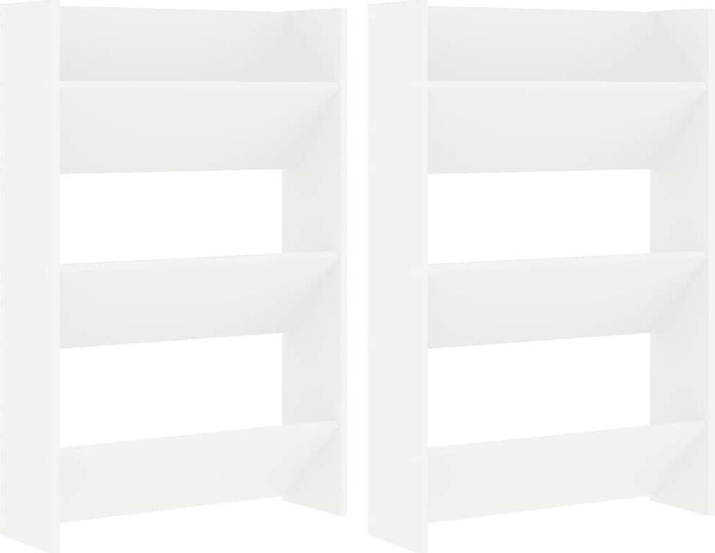 vidaXL Wand-Schuhschränke 2 Stk. Weiß 60x18x90 cm Holzwerkstoff