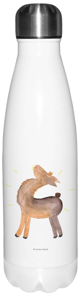 Mr. & Mrs. Panda Sportflasche Lama Stolz - Weiß - Geschenk, Hippie, edelstahl wasserflasche, Familie, Lamas, thermosflaschen, Thermosflasche, Best...