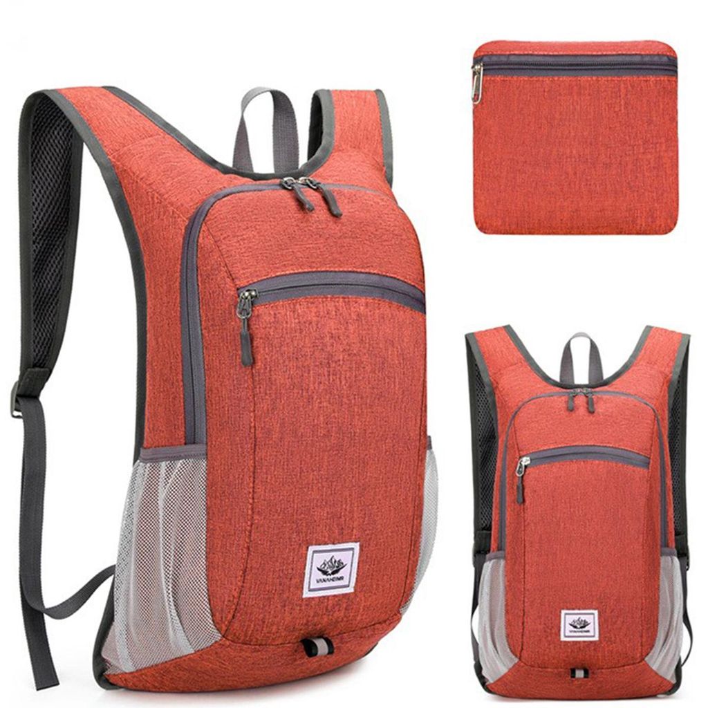 16L Reiserucksack Wanderrucksack Faltbarer Ultraleicht Wasserfest Daypack für Wandern Reisen Städtetrips Rot
