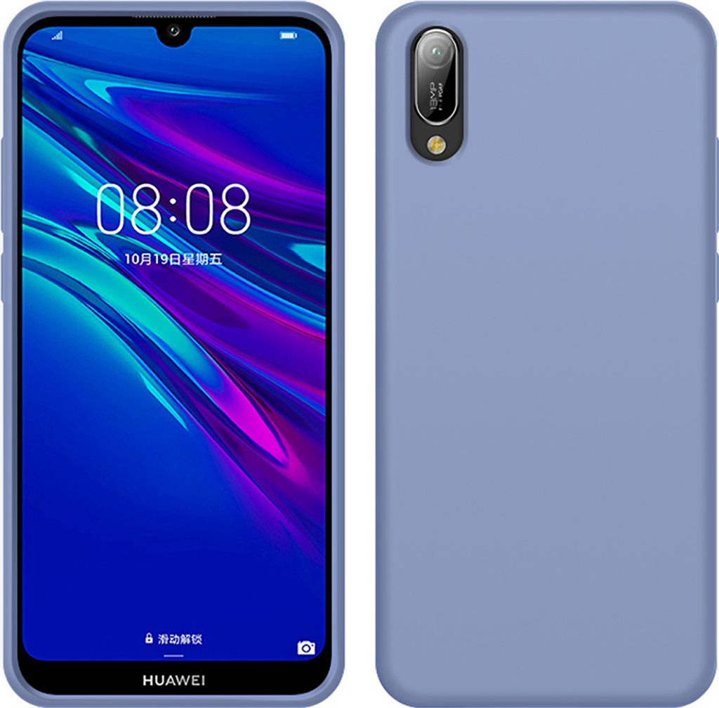 Huawei Y6 Pro 2019 Hülle, LaimTop Slim Flüssig Silikon Soft Gel Gummi Stoßfest Kratzfest Schutzhülle für Huawei Y6 Pro 2019 Grau