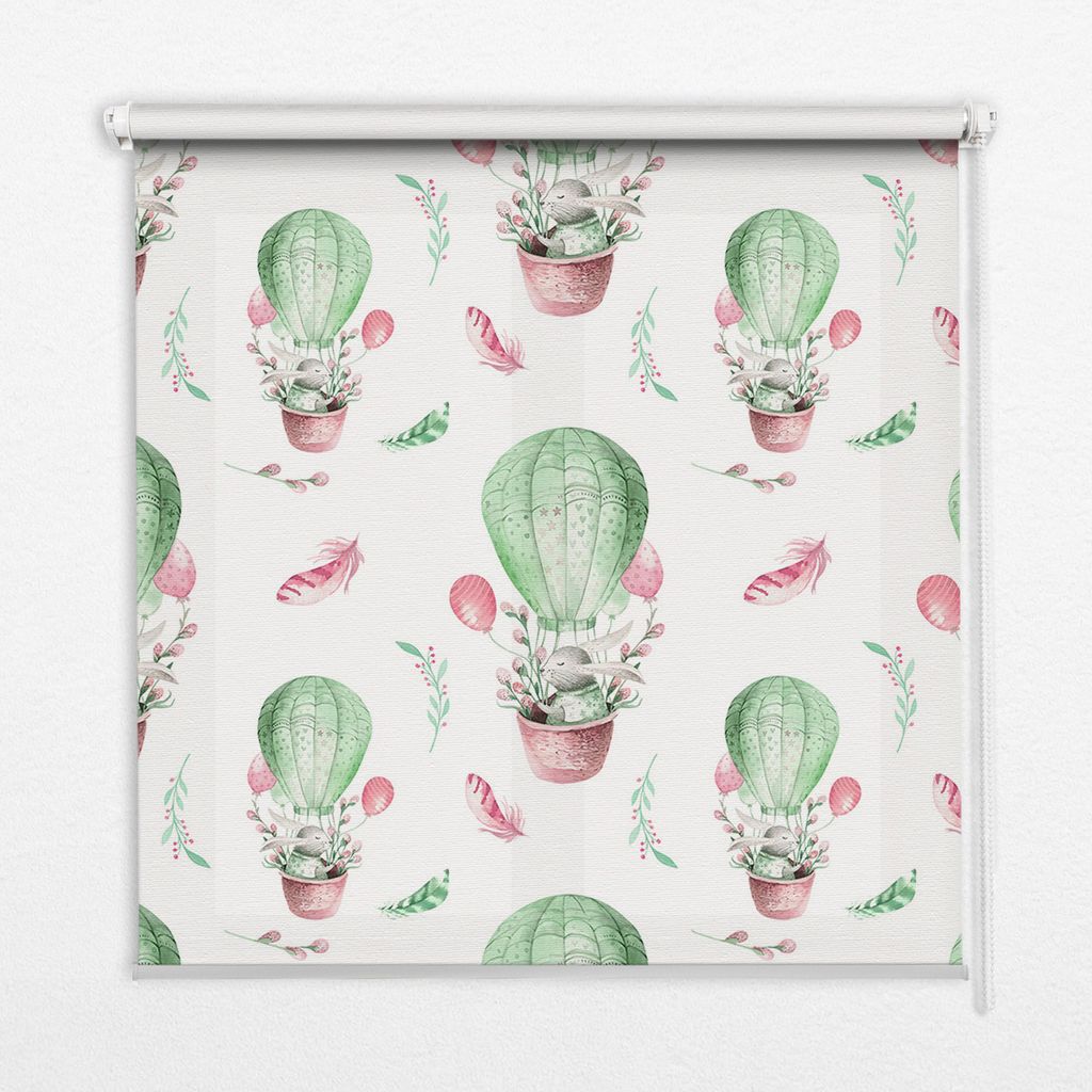 Seitenzug-Rollo Fensterrollo Jalousie - Lichtdurchlässig Springrollos - 120x240 cm - Grüne Luftballons