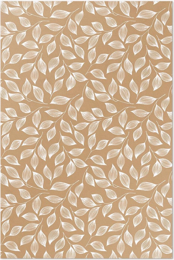 Boho Linerane Zweige mit Blättern – Vinyl Fußmatte – 150x225 cm – Rutschfest, Pflegeleicht & Langlebig