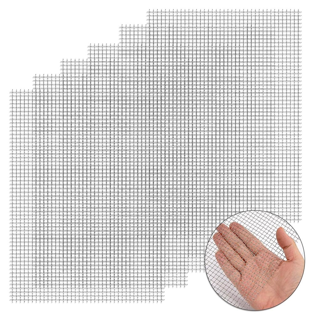 Edelstahl Drahtgewebe 5 Mesh für Filterschutz und Insektenschutz, 6 Stück 30x21cm