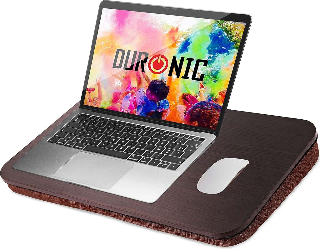 Duronic DML412 Laptopständer | Ergonomischer Laptop Tisch mit Kissen | Laptop Halterung mit Schaumstoffkissenstütze |Große Plattform mit tragbar...