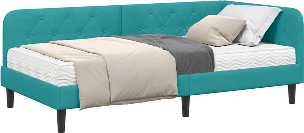 Eckbettgestell Türkis 100 x 200 cm Samt